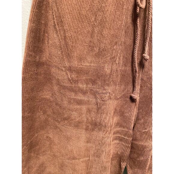 Vintage Womens Track Pants Small Brown French Terry Flare Drawstring Grunge Y2K - Picture 2 of 10